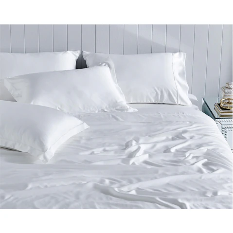 L'Avenue Luxury Tencel White Fitted Sheet - Super King