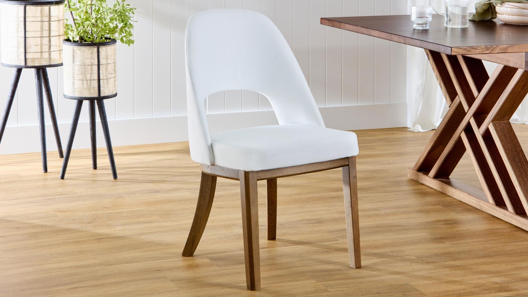 Domus Fabric Dining Chair Snow Harvey Norman