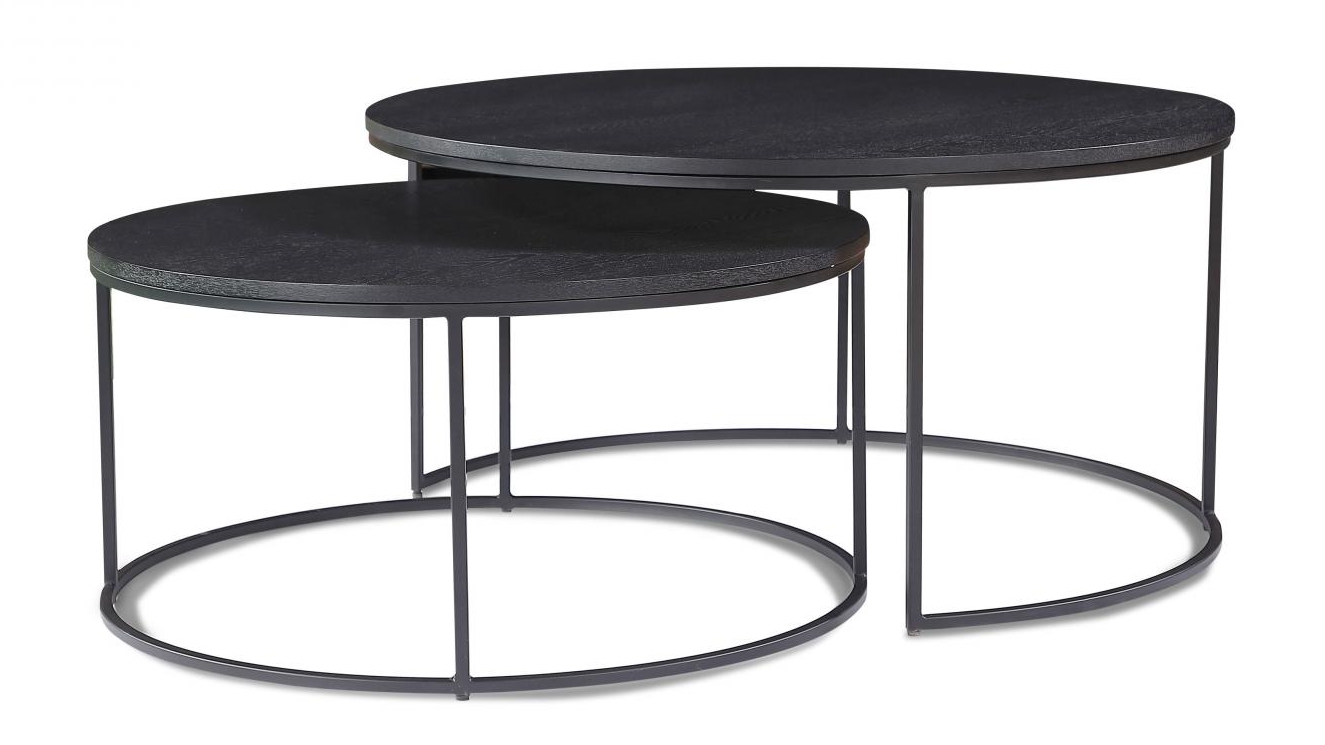 Zuri Round Nested Coffee Table Black Ash Harvey Norman