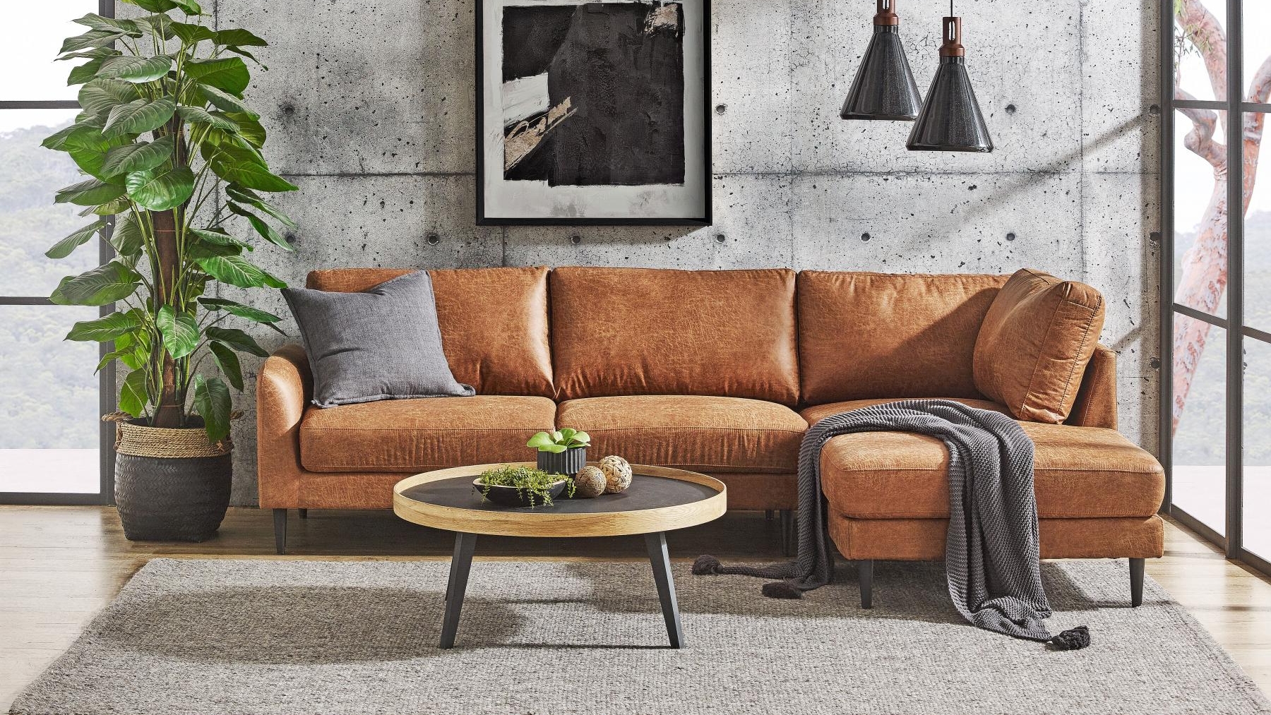 Harvey norman deals tan leather couch