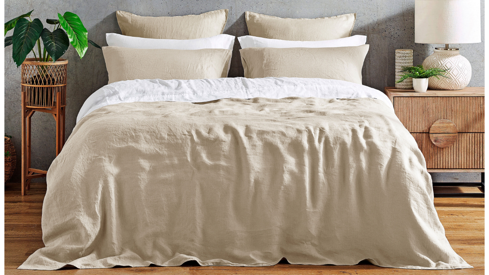 L'Avenue Linen Stone Marle Quilt Cover Set - Double