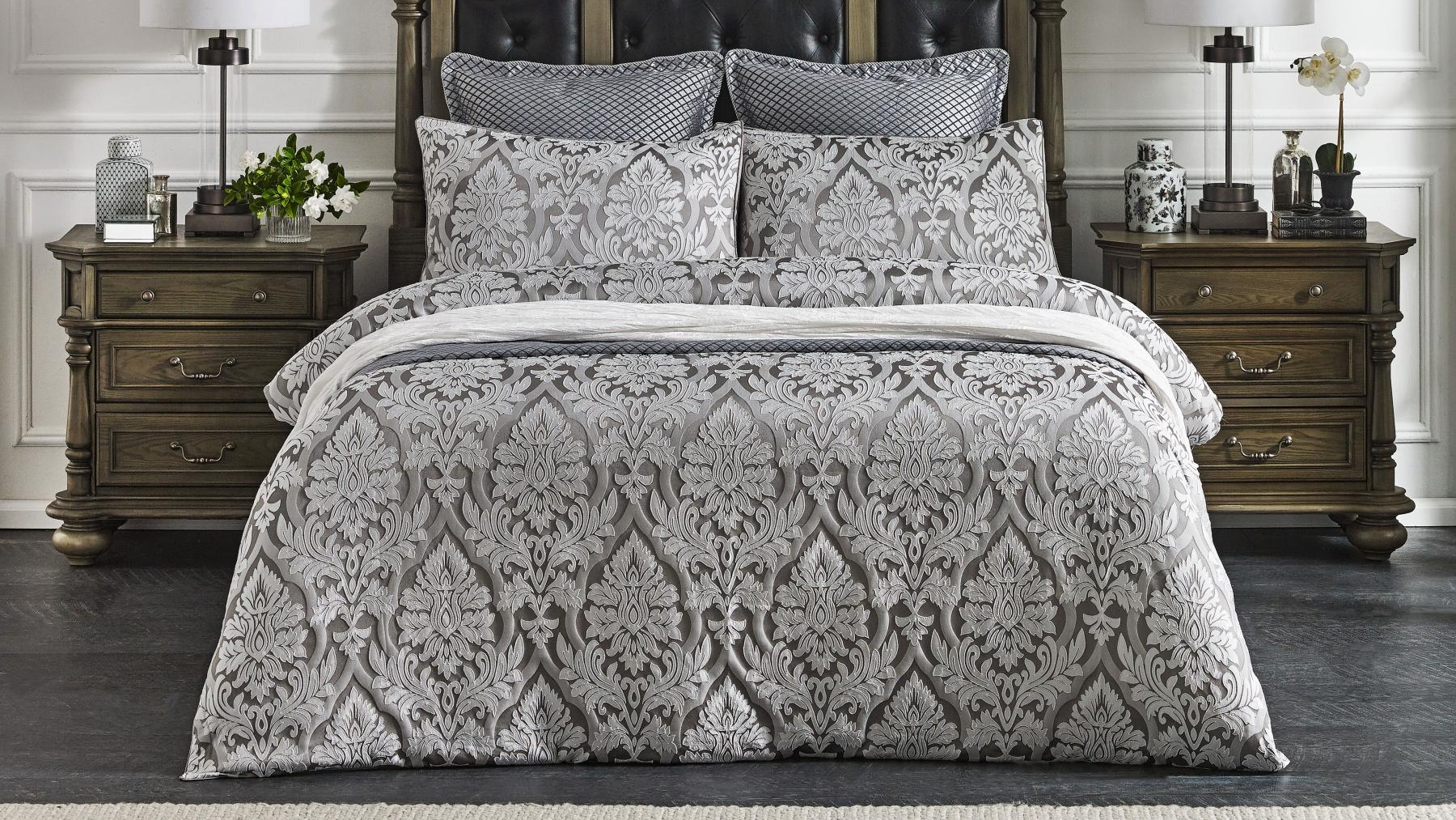 L'Avenue Luxury Opulence Slate Quilt Cover Set - Queen