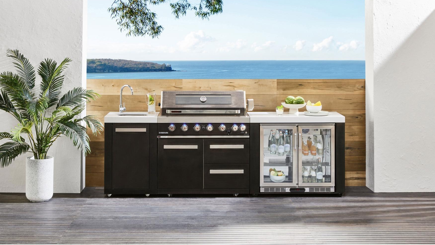 Everdure Neo Black 6 Burner Outdoor Kitchen Harvey Norman