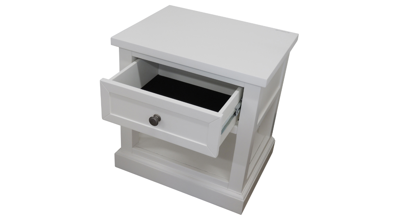 Spencer 1Drawer White Bedside Table Harvey Norman