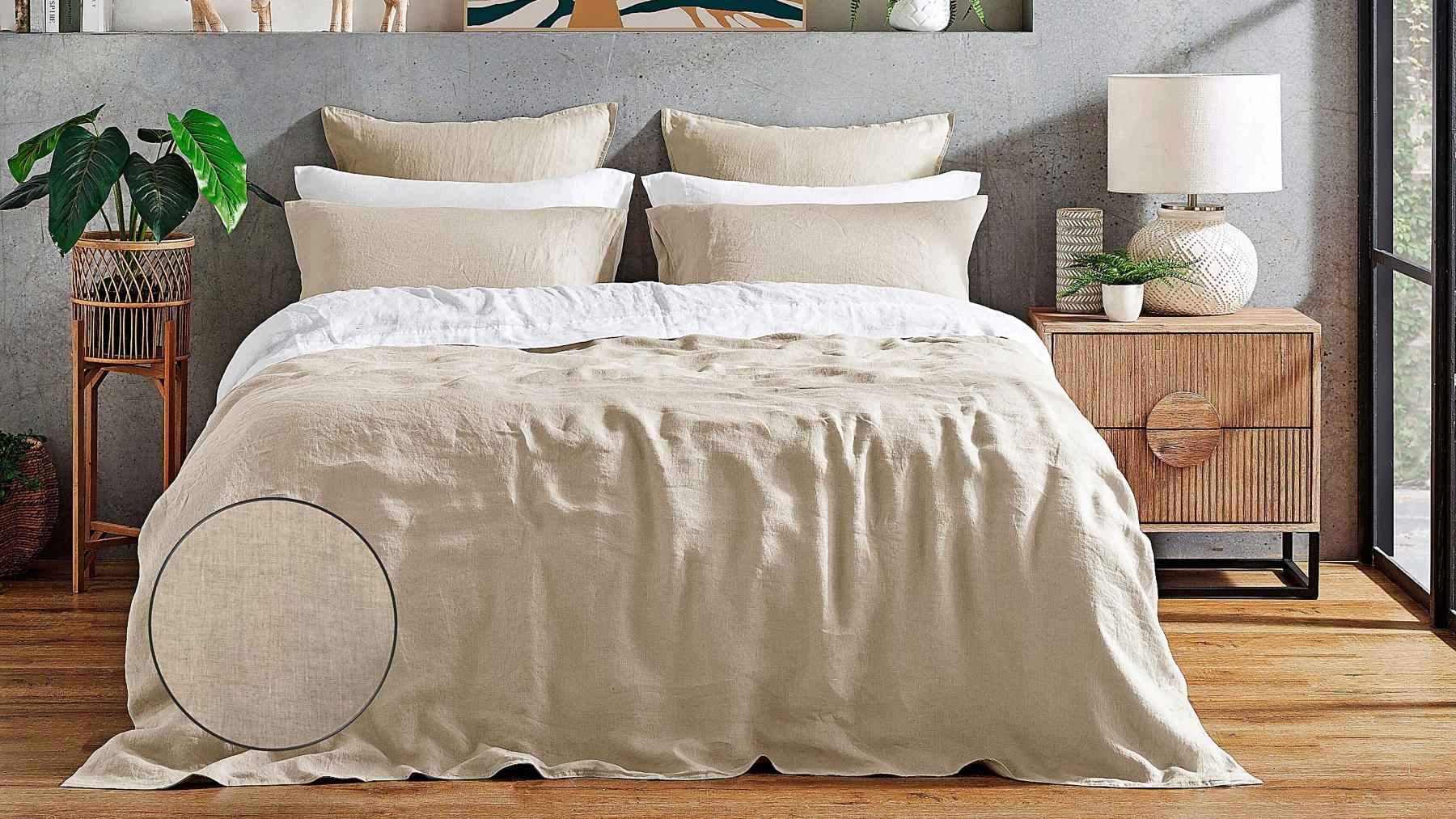 L'Avenue Linen Stone Marle Quilt Cover Set - Queen