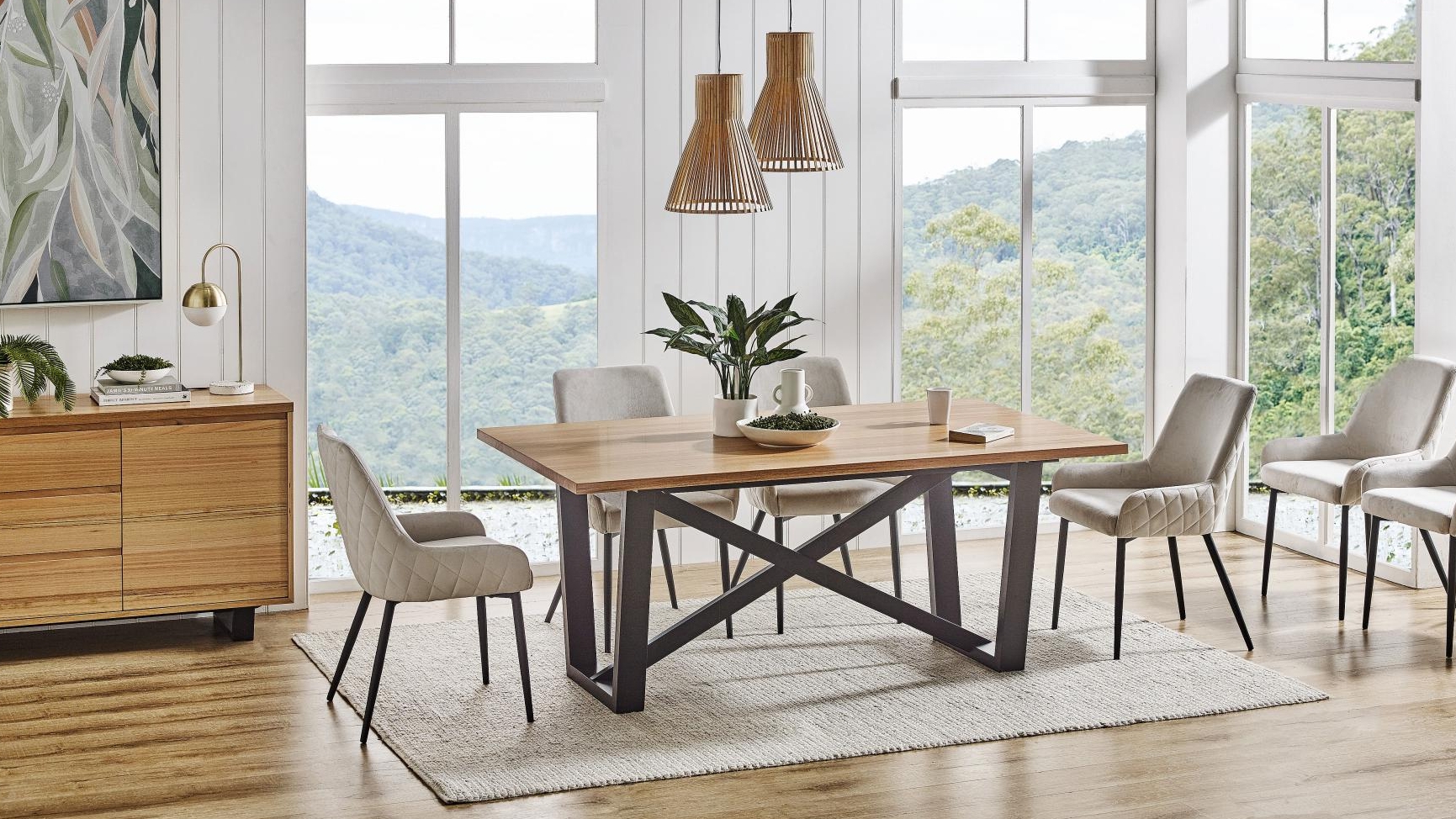 Basel 7-Piece Dining Table Set - Cream