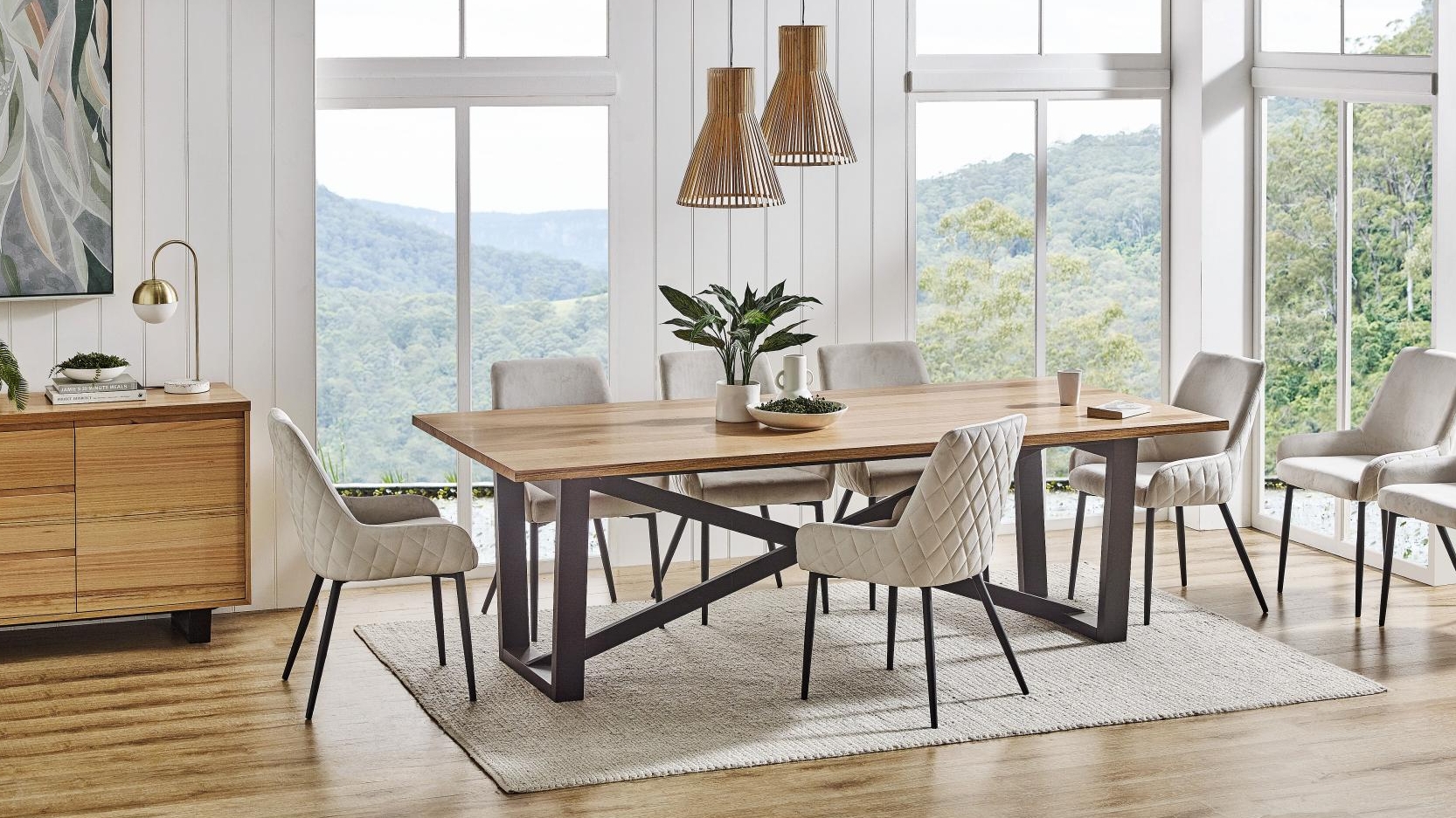 Basel 9-Piece Dining Table Set - Cream
