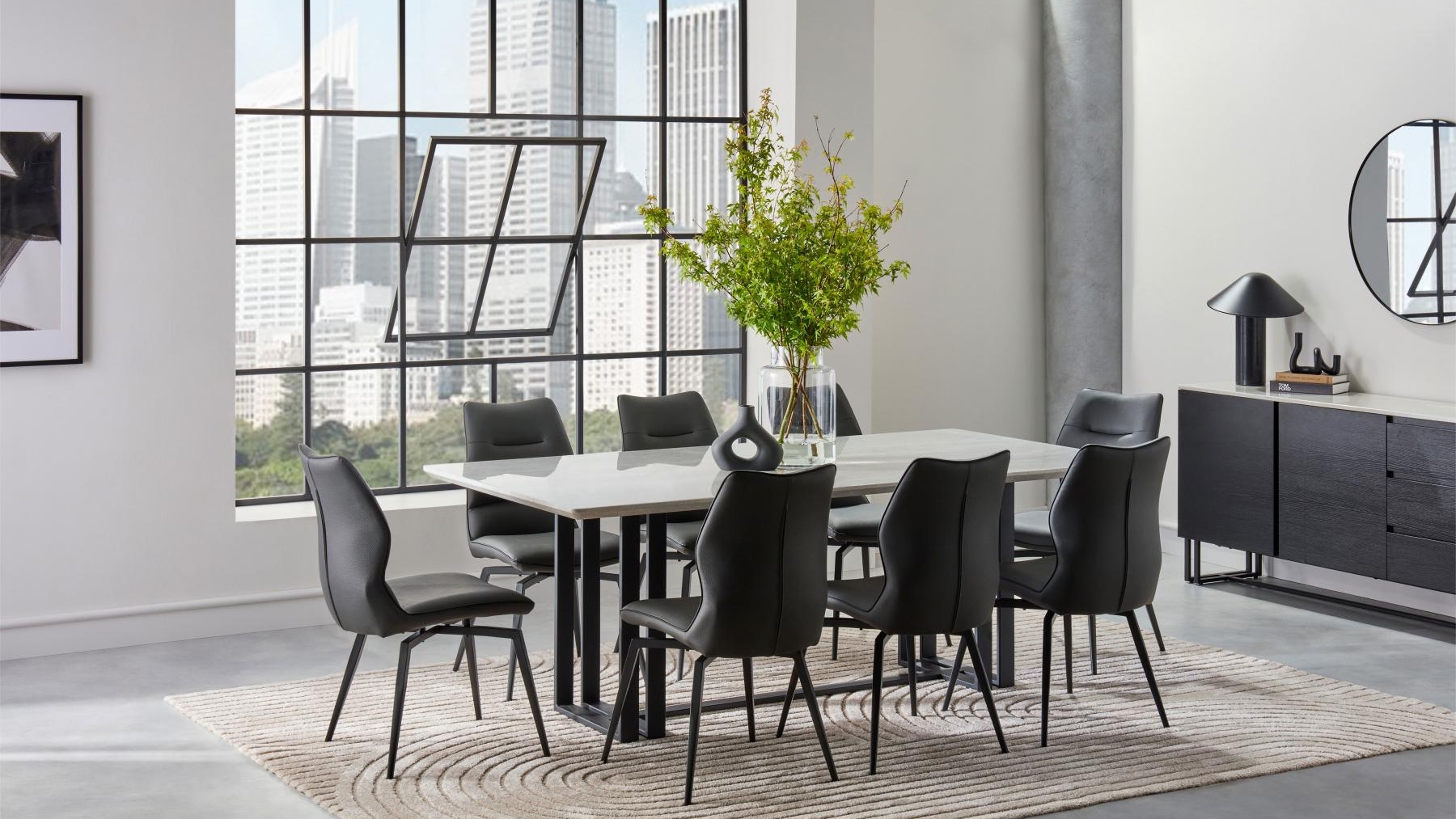 Aurora 9-Piece Dining Table Set - Graphite