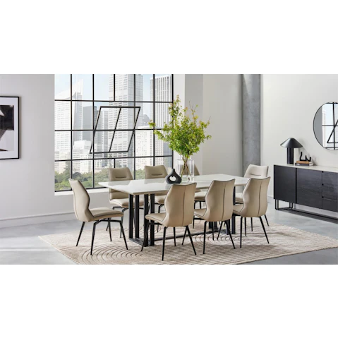 Aurora 9-Piece Dining Table Set - Pearl