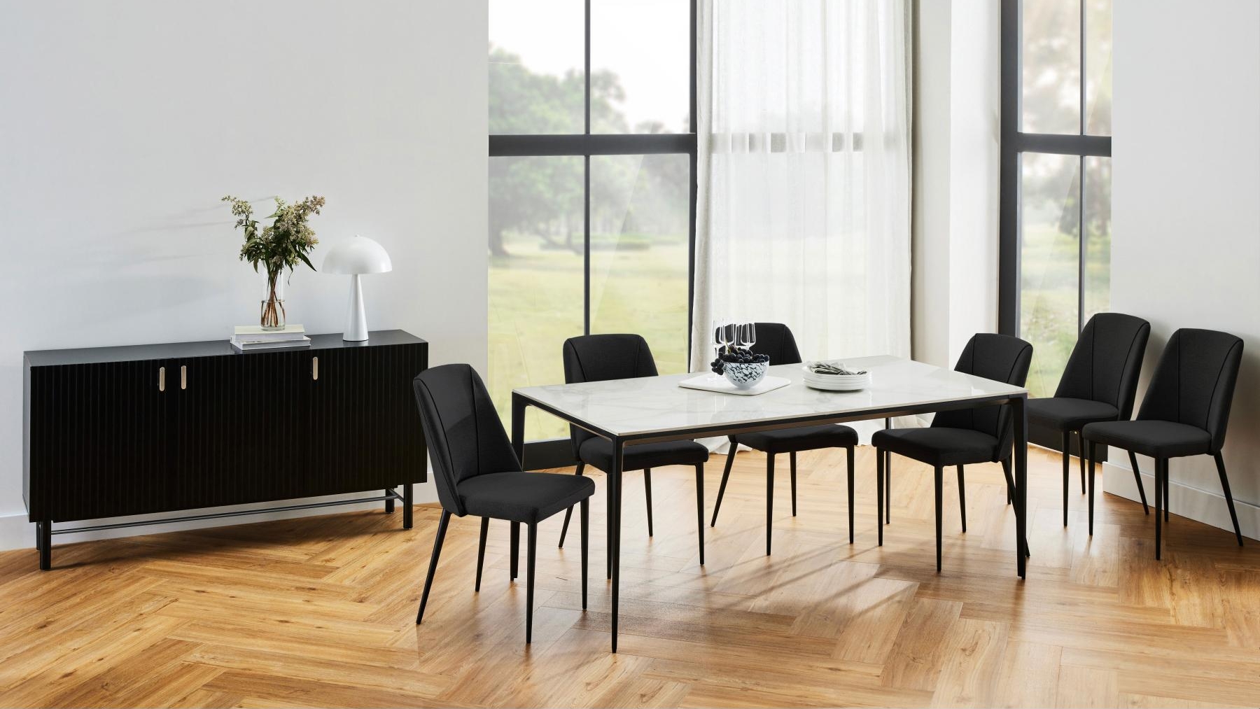 Cosmo 7 Piece Dining Setting with PU Chairs