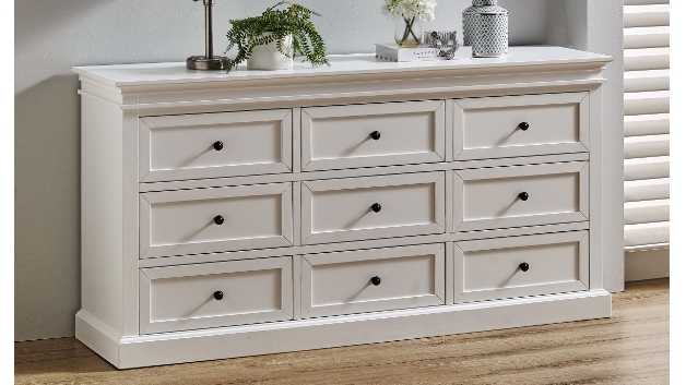 Spencer 9-Drawer White Dresser | Harvey Norman