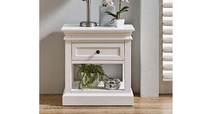 Spencer 1Drawer White Bedside Table Harvey Norman