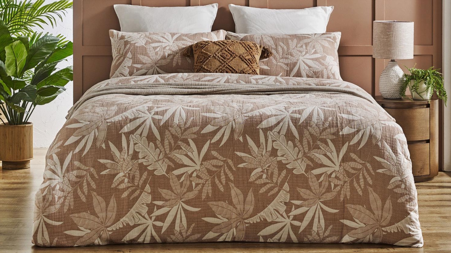 Playa Pecan Quilt Cover Set - Double