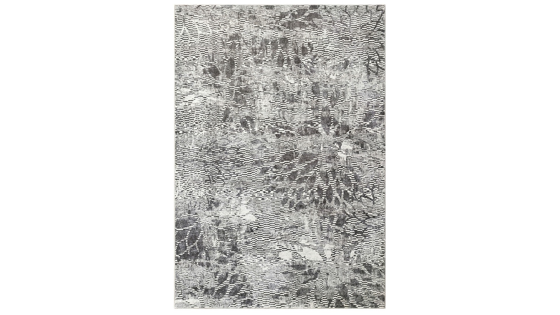 Scala Floral Motif Grey Rug - Small
