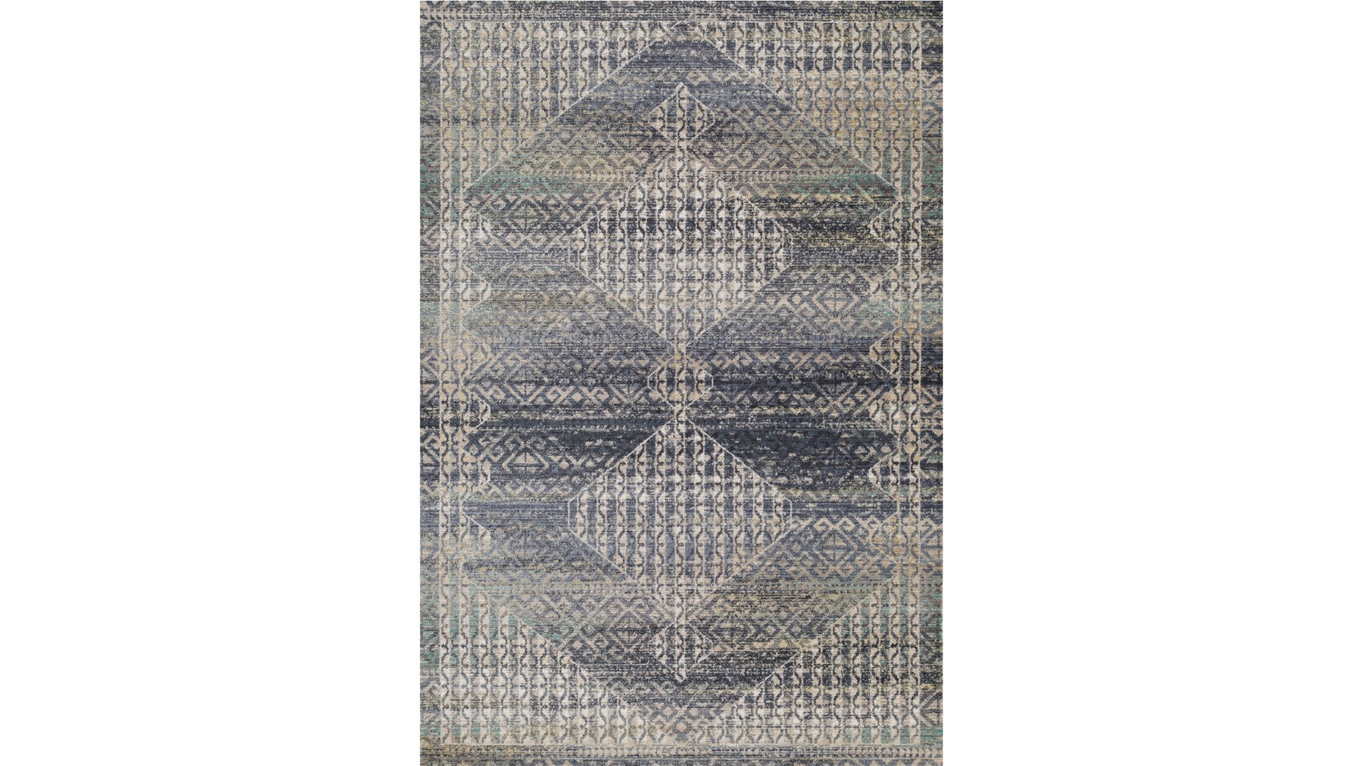 Highfield Classic Traditional Blue Beige Rug - Large