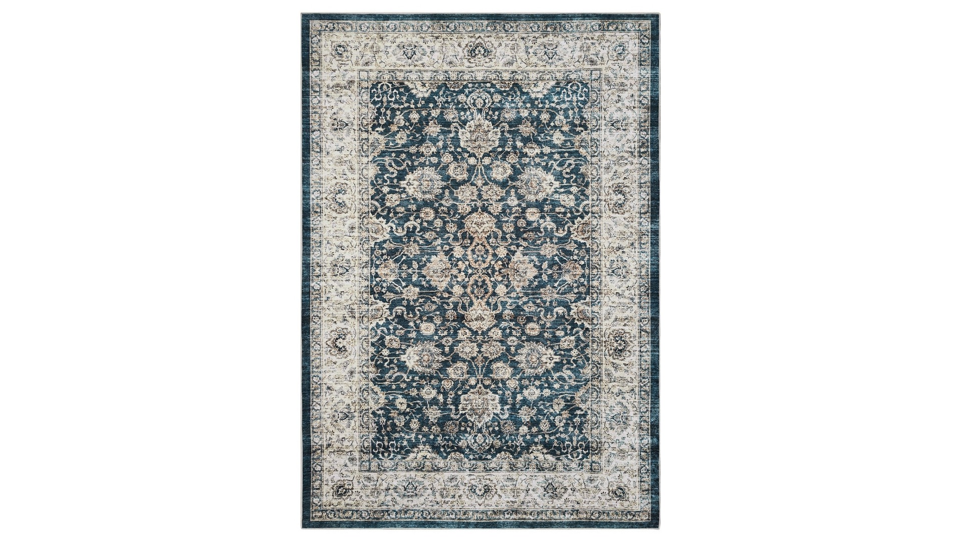 Chenille Traditional Navy Rug - Medium