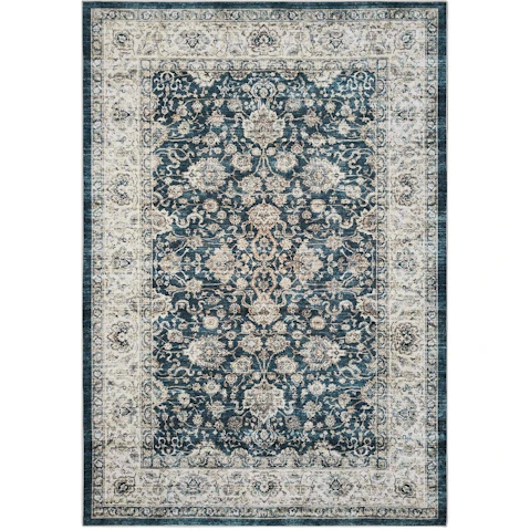 Chenille Traditional Navy Rug - Medium