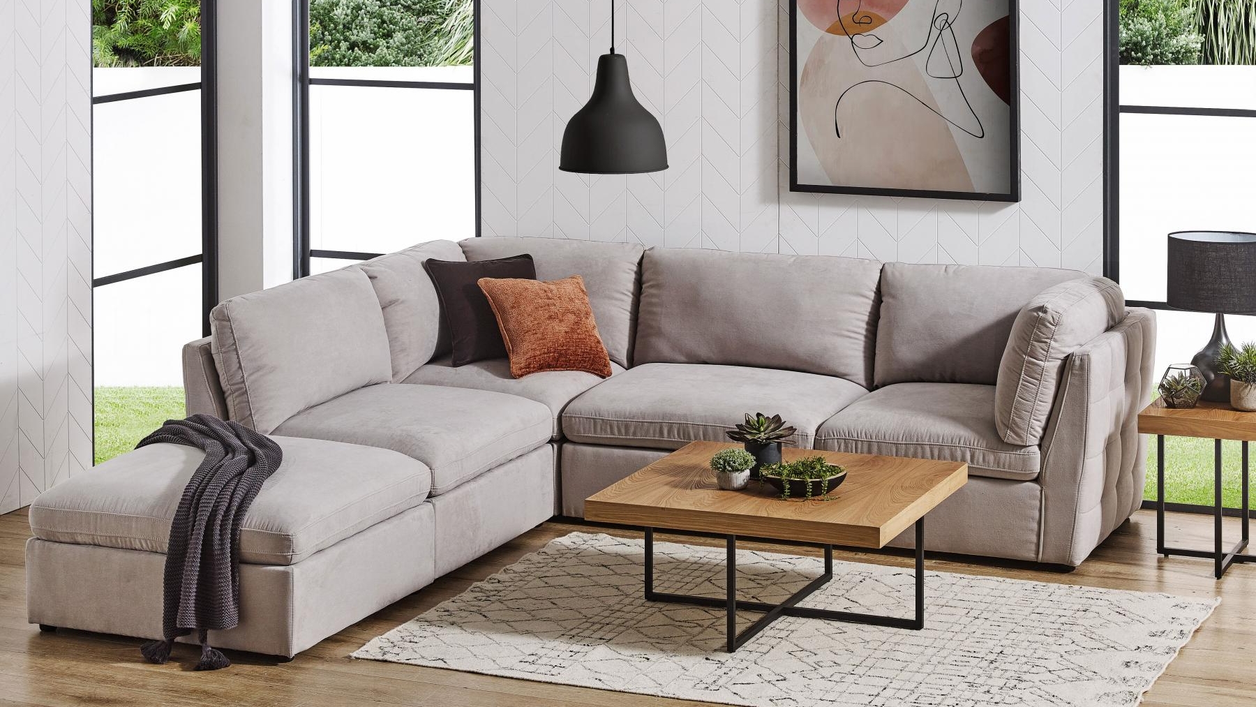 Atlantis Fabric Modular Sofa Beige Harvey Norman