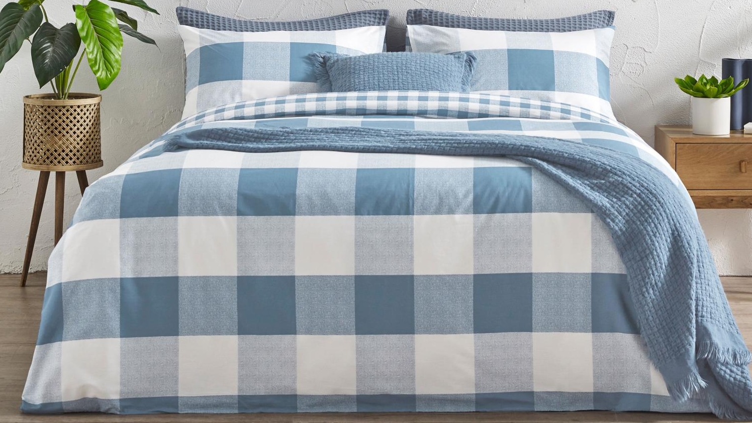 L'Avenue Liam Dusty Blue Quilt Cover Set - Double