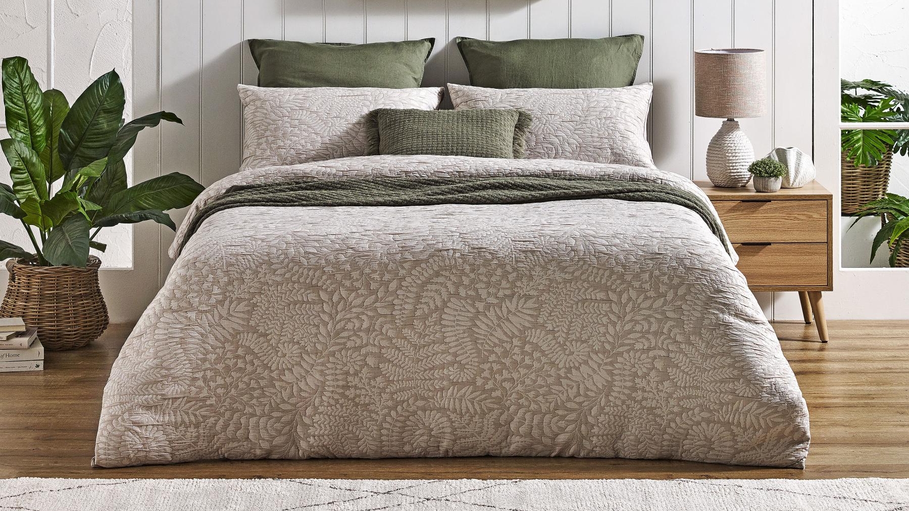 Chinta Oatmeal Quilt Cover Set - Double