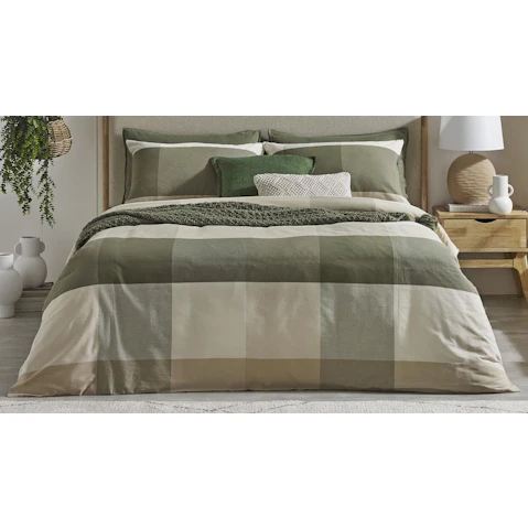 L'Avenue Crossley Khaki Check Quilt Cover Set