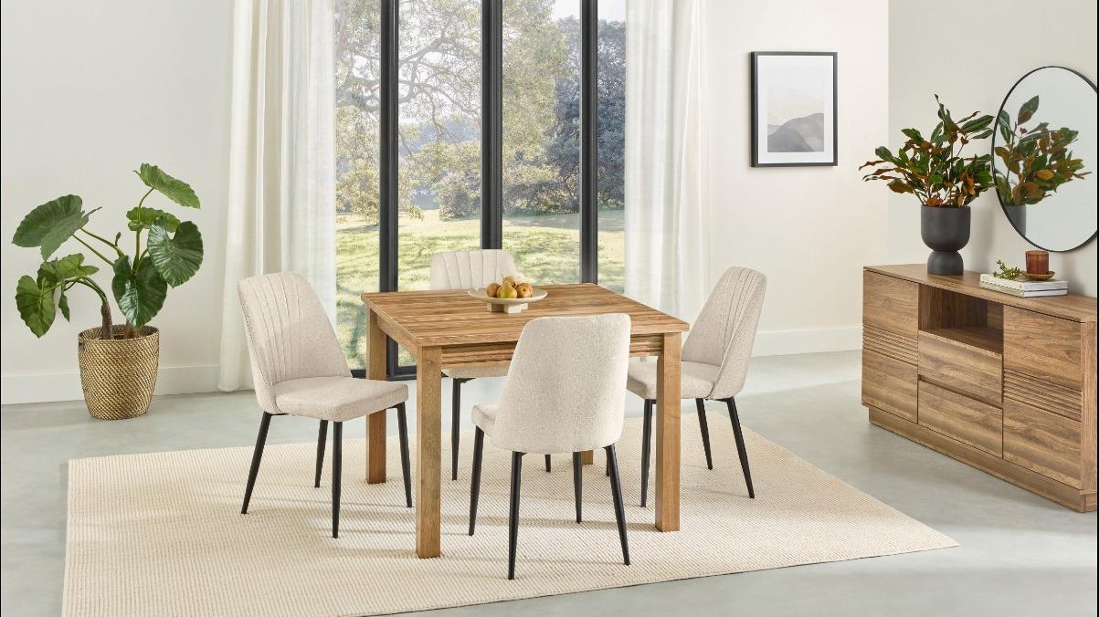 Piper 5-Piece Dining Table Set - Beige Fabric