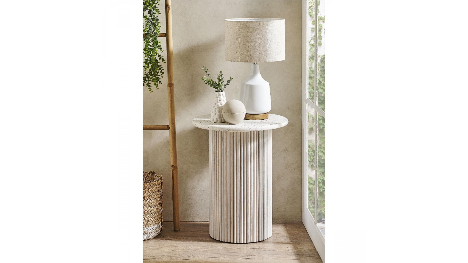 Kea Round Bedside Table - White
