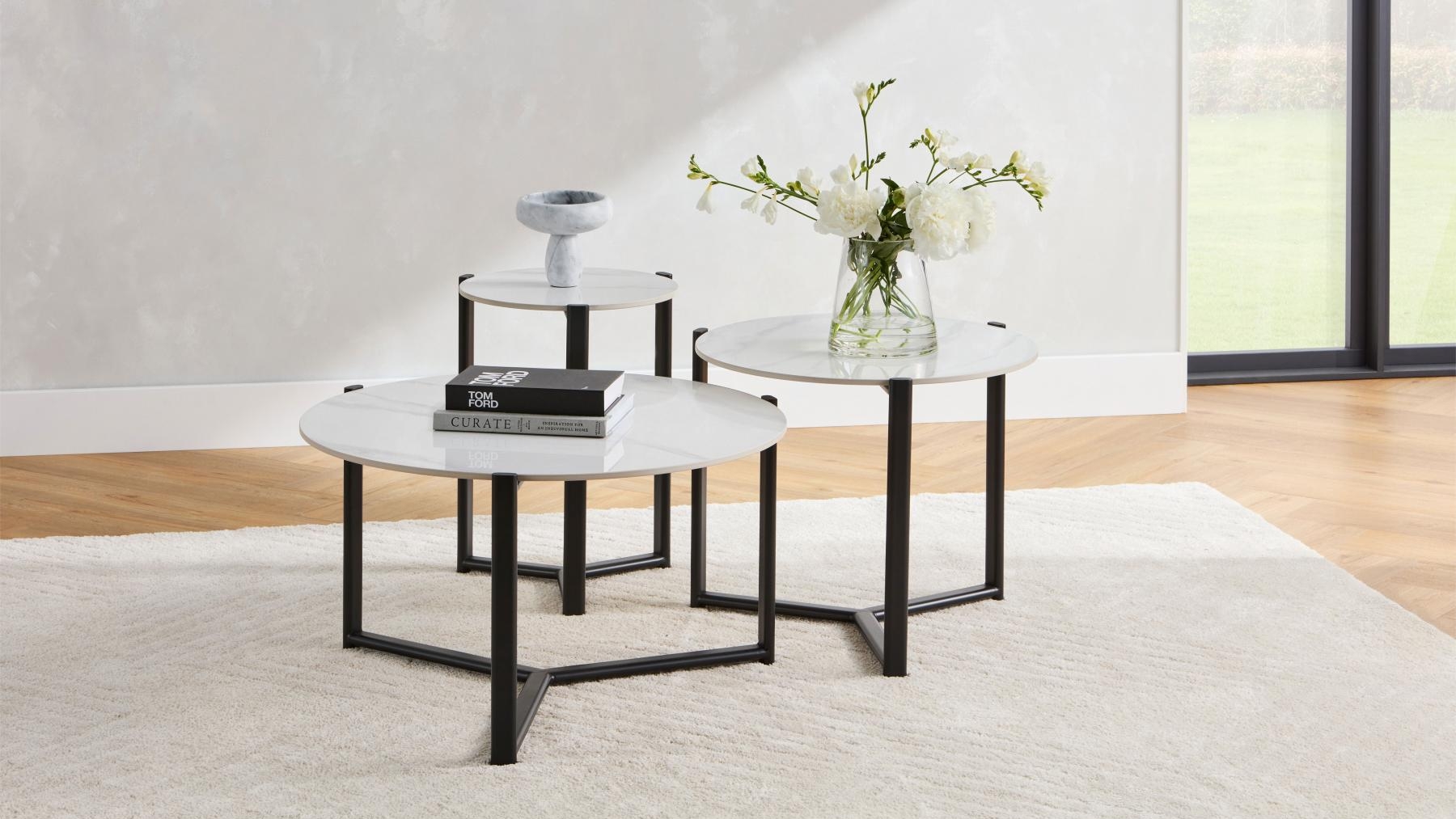 Casa 3-Piece Nest Table Set - Blanco White | Harvey Norman