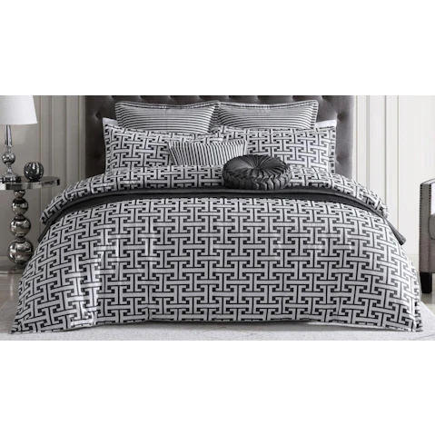 Constantine Gunmetal Quilt Cover Set - Super King