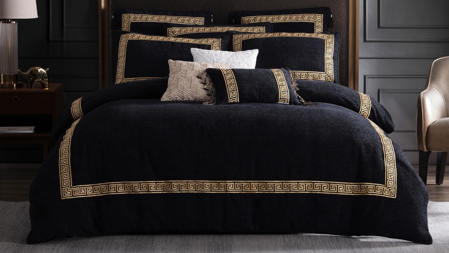 Olympia Black Quilt Cover Set - King