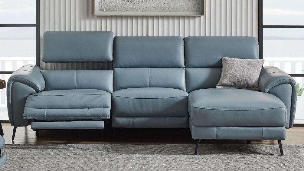 Stellar 3-Seater Leather Powered Recliner Sofa with Chaise