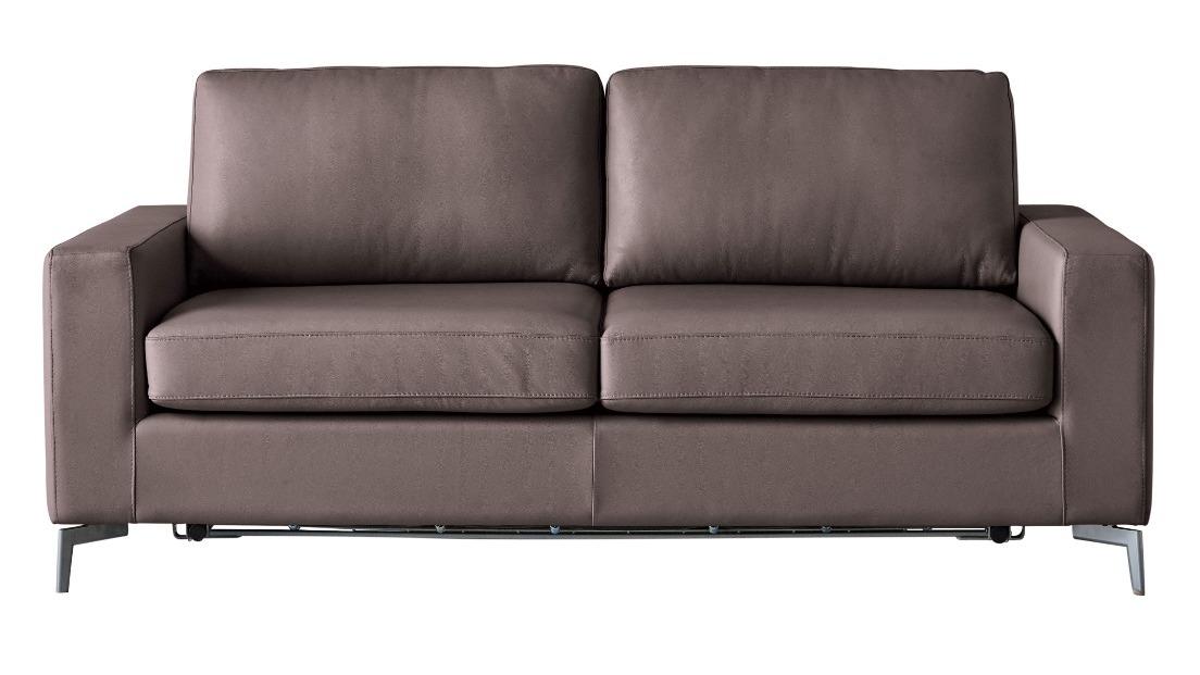 Cahill 2.5-Seater Leather Double Sofa Bed - Villa Steel