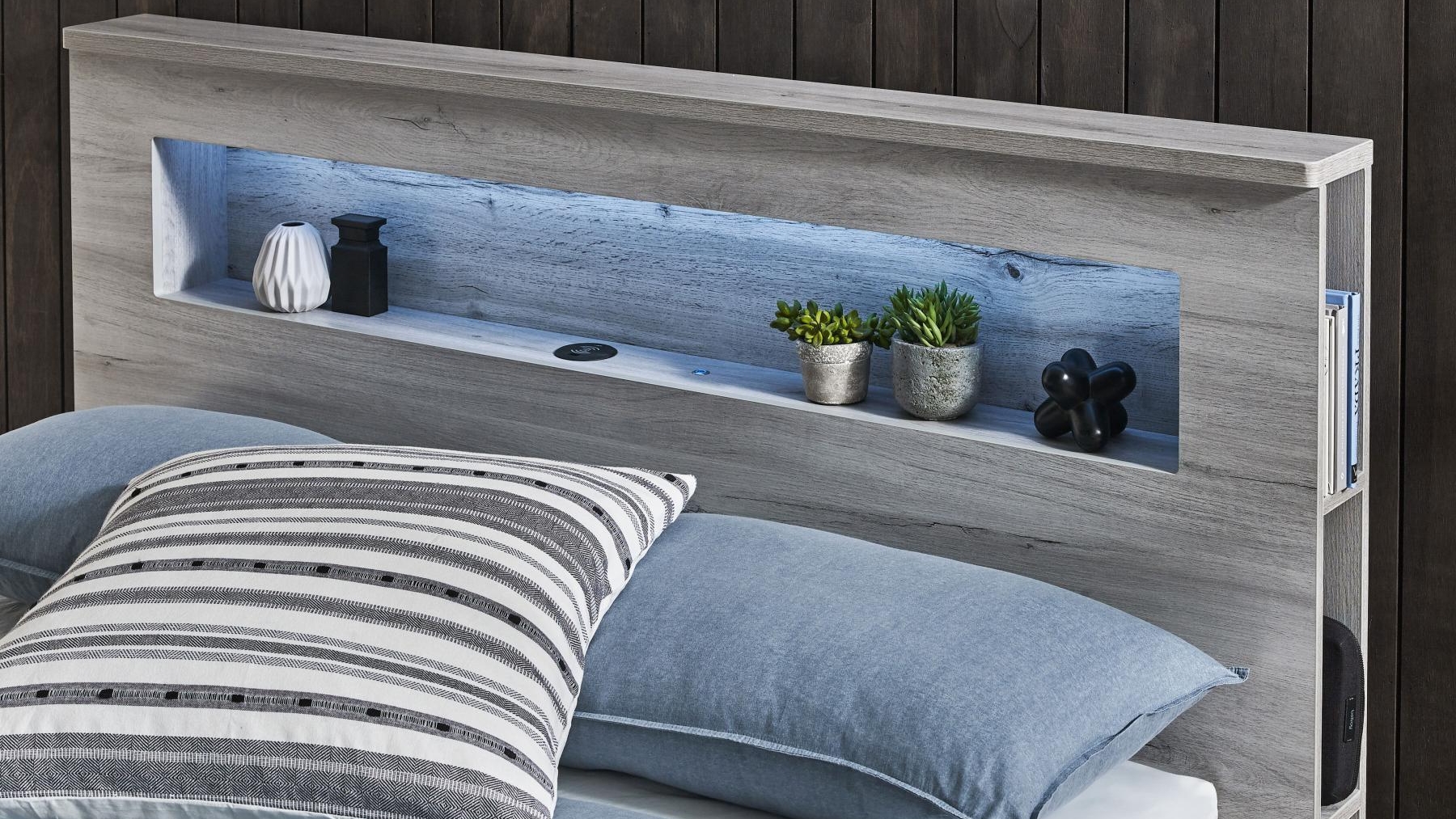 Venus Washed Grey Bed - Queen | Harvey Norman