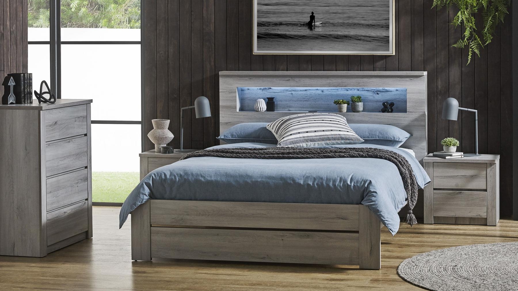 Venus Washed Grey Bed - Double | Harvey Norman