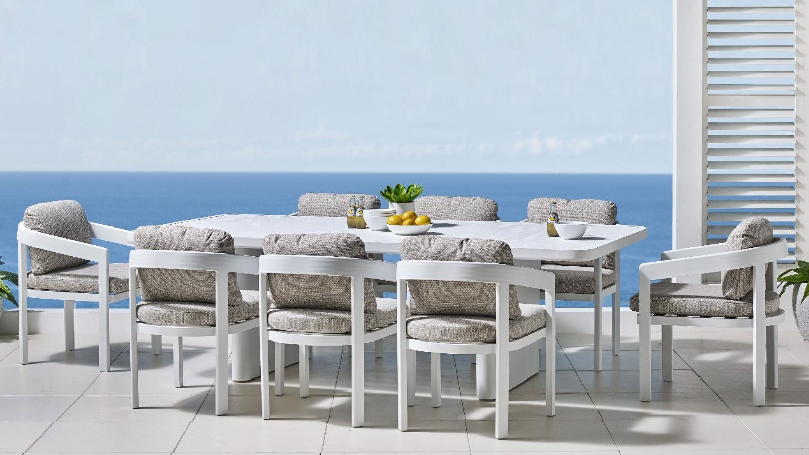 Bali 9-Piece Outdoor Dining Setting - White