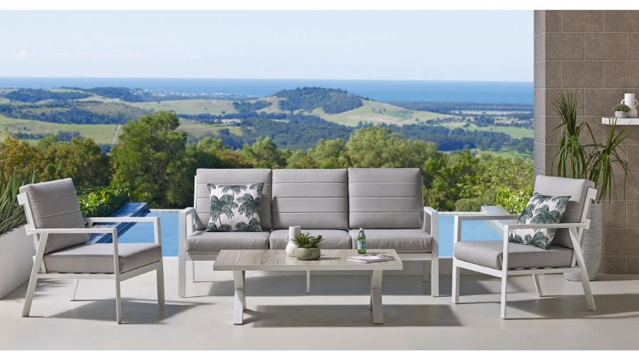 Tuscany 4-Piece Outdoor Lounge Setting White Harvey Norman