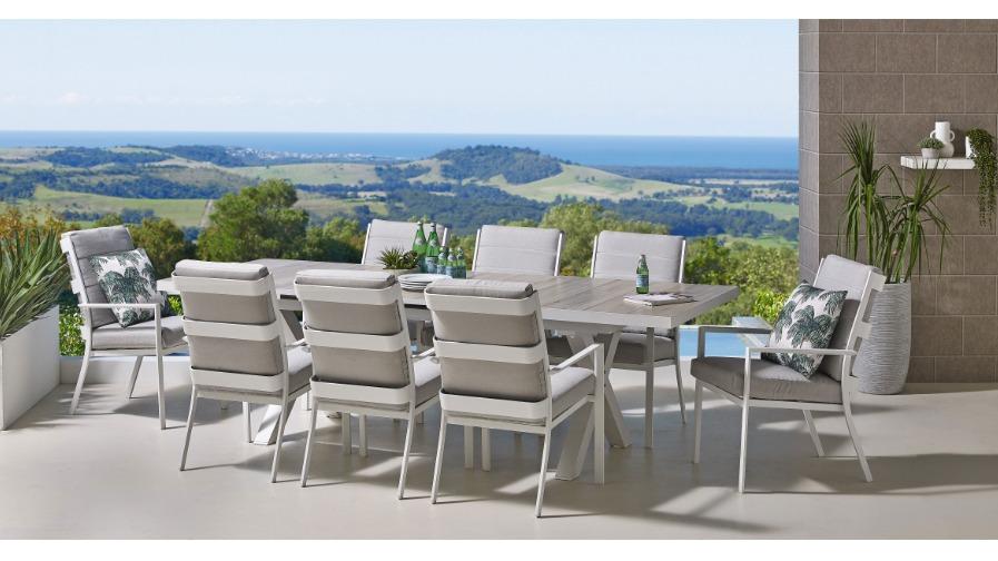 Tuscany 9-Piece Outdoor Extension Dining Setting - White