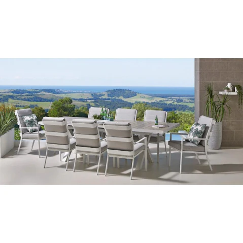 Tuscany 9-Piece Outdoor Extension Dining Setting - White