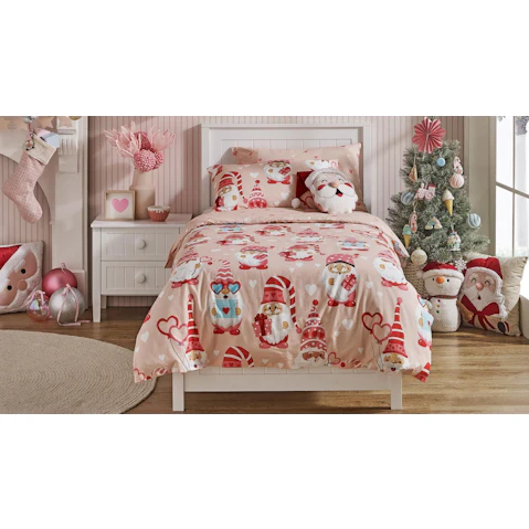 Santa Christmas Heart Quilt Cover Set
