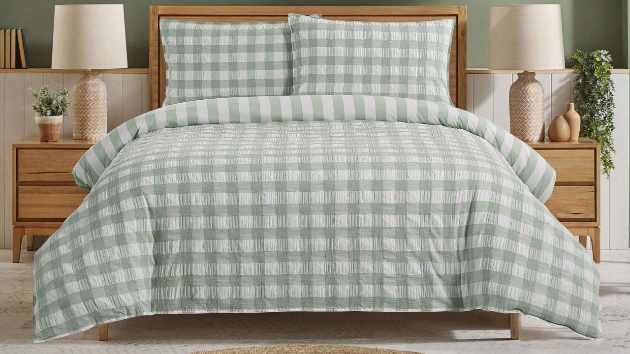 L'Avenue Quinn Olive Quilt Cover Set - Double
