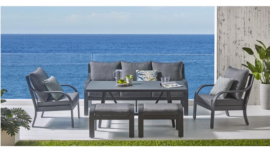 Lili 6-Piece Outdoor Lounge/Dining Setting - Graphite