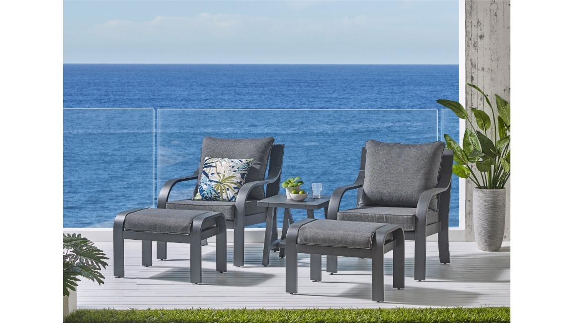 Lili 5-Piece Outdoor Chat Setting - Graphite