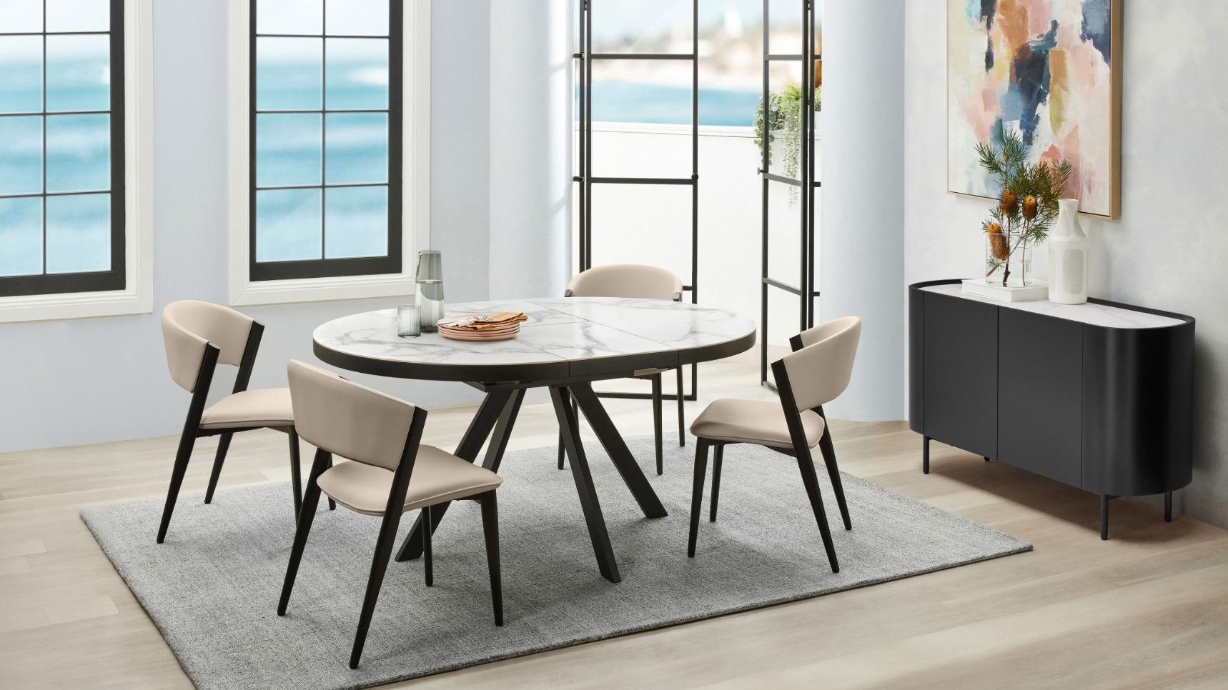 Kyoto 5-Piece Round Extension Dining Table Set