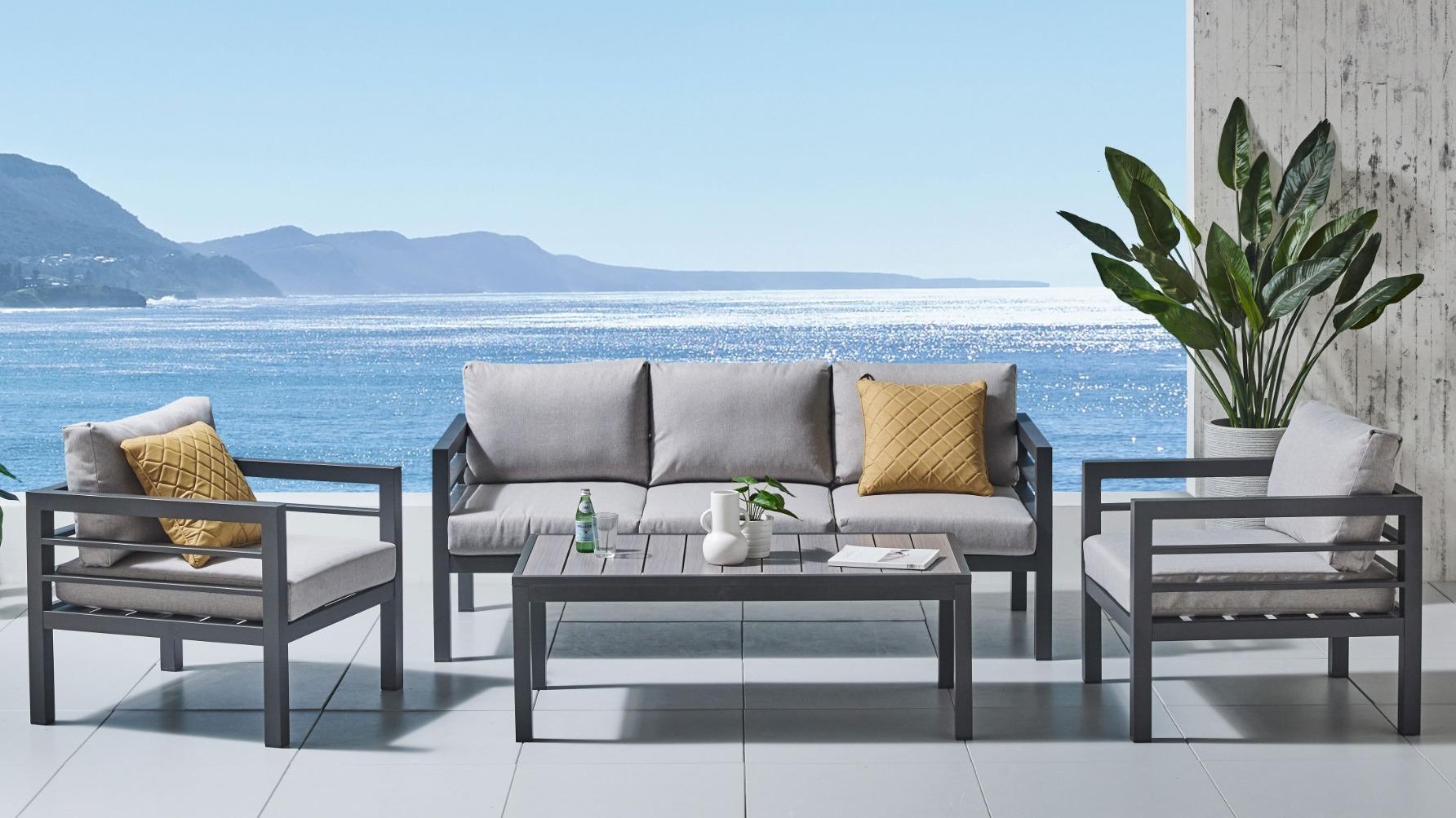 Sedina 4-Piece Outdoor Lounge Setting Charcoal Harvey Norman