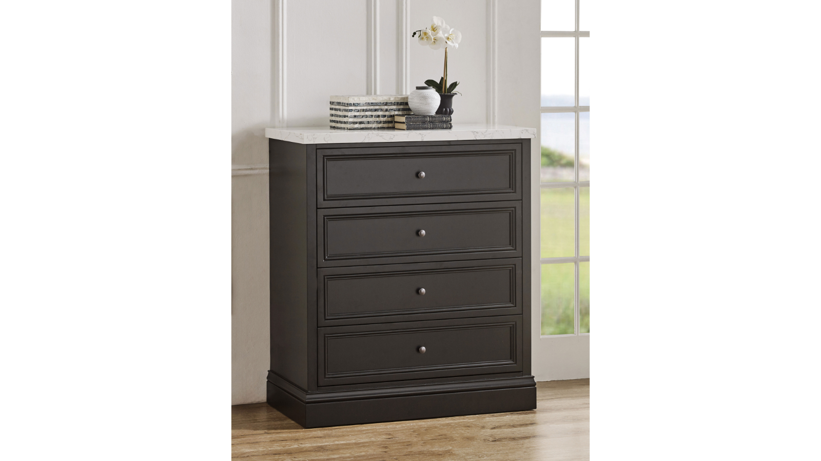 Montauk 4-Drawer Black Tallboy