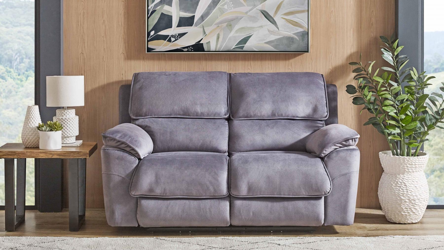 Memphis 2-Seater Fabric Powered Recliner Sofa - Shadow
