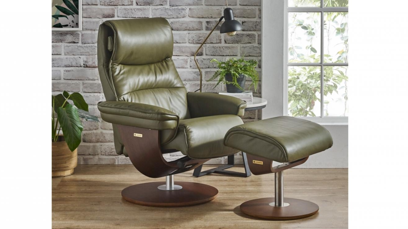Vigo Leather Recliner and Footstool