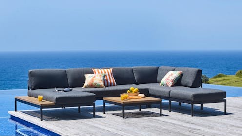 Bendigo 6-Piece Outdoor Corner Lounge Setting Black Harvey Norman