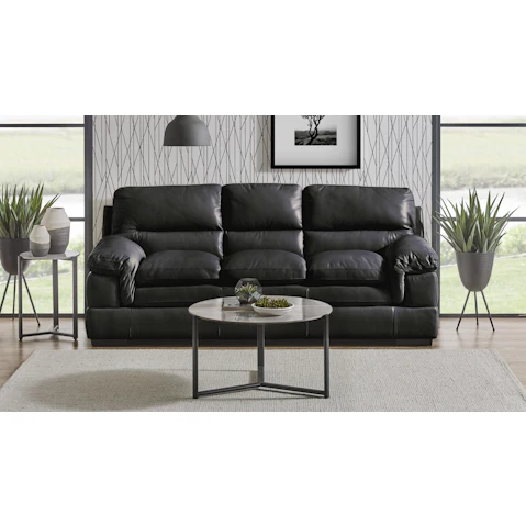Capella 3-Seater Leather Sofa - Caviar