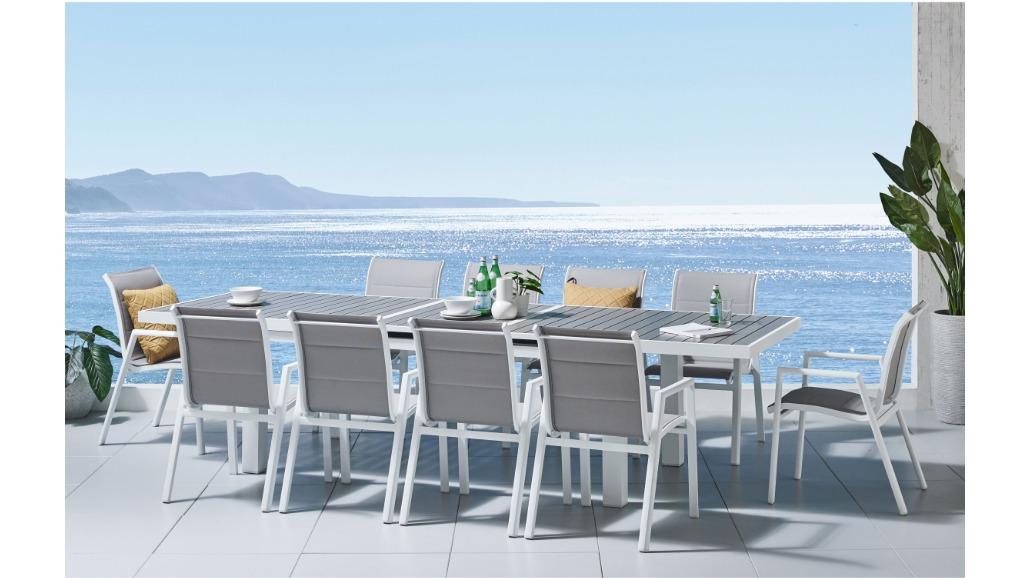 Sedina 11-Piece Outdoor Extension Dining Setting - White